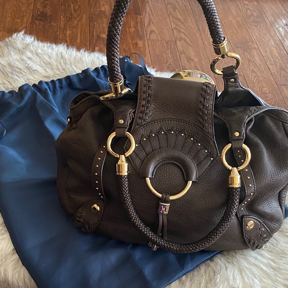 COLE HAAN Collection C06 Gorgeous Brown Leather Handbag, braided strap - Picture 16 of 16